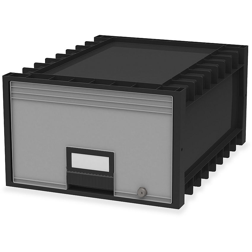 Storex Archive Storage Box External Dimensions: 18.3" Length x 11.5" Width x 24.4" Height - Media Size Supported: Legal - Heavy Duty - Stackable - Black, Gray - Recycled - 1 Each (61402U01C)