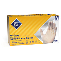 Safety Zone Powdered Natural Latex Gloves Polymer Coating - Medium Size - Natural - Allergen-free, Silicone-free, Powdered - 9.65