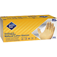 Safety Zone Powder Free Natural Latex Gloves 9.65" Glove Length - Polymer Coating - X-Large Size - Natural - Allergen-free, Silicone-free - 100 / Box (GRPRXL1T8)