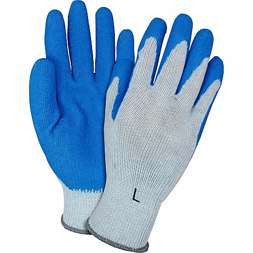 Safety Zone Blue/Gray Coated Knit Gloves Latex Coating - Large Size - Blue, Gray - Crinkle Grip, Knitted - For Industrial - 2/Pair - 1 Dozen (GRSLLG)