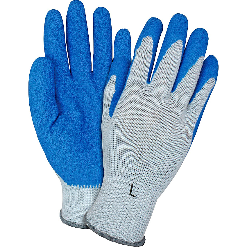 Safety Zone Blue/Gray Coated Knit Gloves Latex Coating - Large Size - Blue, Gray - Crinkle Grip, Knitted - For Industrial - 2/Pair - 1 Dozen (GRSLLG)