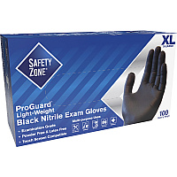 Safety Zone Powder Free Black Nitrile Gloves X-Large Size - Black - Powder-free, Latex-free, Silicone-free, Allergen-free, Comfortable, Textured, DEHP-free - For Food, Janitorial Use, Cosmetics, Painting, Pet Care, Cleaning, Dishwashing - 9.65" (GNPRXLBK)