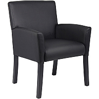 Boss Box Arm Guest Chair Vinyl Seat Material - Four-legged Base - Black - 1 Each (B639)