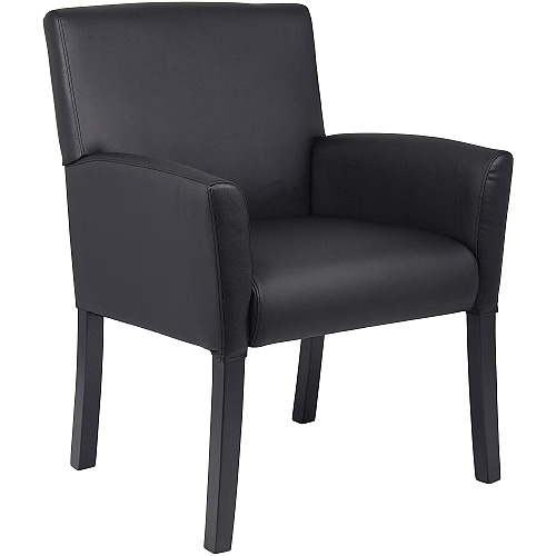 Boss Box Arm Guest Chair Vinyl Seat Material - Four-legged Base - Black - 1 Each (B639)