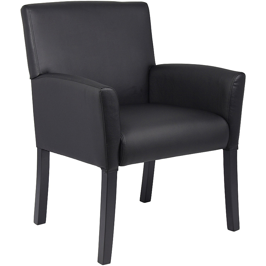 Boss Box Arm Guest Chair Vinyl Seat Material - Four-legged Base - Black - 1 Each (B639)