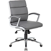 Boss Executive Chair Gray Seat Color - Vinyl Seat Material - Gray Back Color - Chrome, Black Frame Color - Chrome Frame Material - Mid Back - 5-star Base - 1 Each (B9476GY)