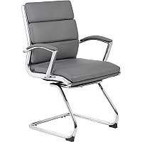 Boss B9479 CaressoftPlus Guest Executive Chair Gray Seat Color - Vinyl Seat Material - Gray Back Color - High Back - Cantilever Base - 1 Each (B9479GY)