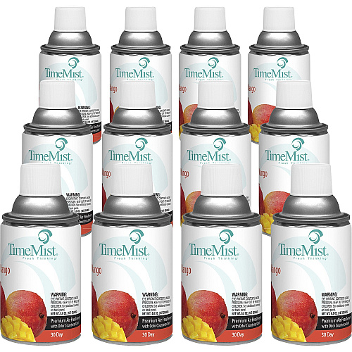 TimeMist Metered 30-Day Mango Scent Refill Spray - 6000 ft³ - 6.6 fl oz (0.2 quart) - Mango - 30 Day - Long Lasting, Odor Neutralizer - 12 / Carton (1042810CT)