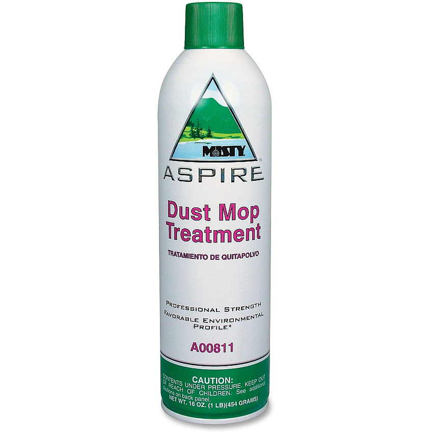MISTY Aspire Dust Mop Treatment For Multipurpose - Aerosol - 16 fl oz (0.5 quart) - Lemon, Citrus Scent - VOC-free, No-wax, Water Based, Non-flammable, Silicon-free - Clear, White - 1 Each (1038049)