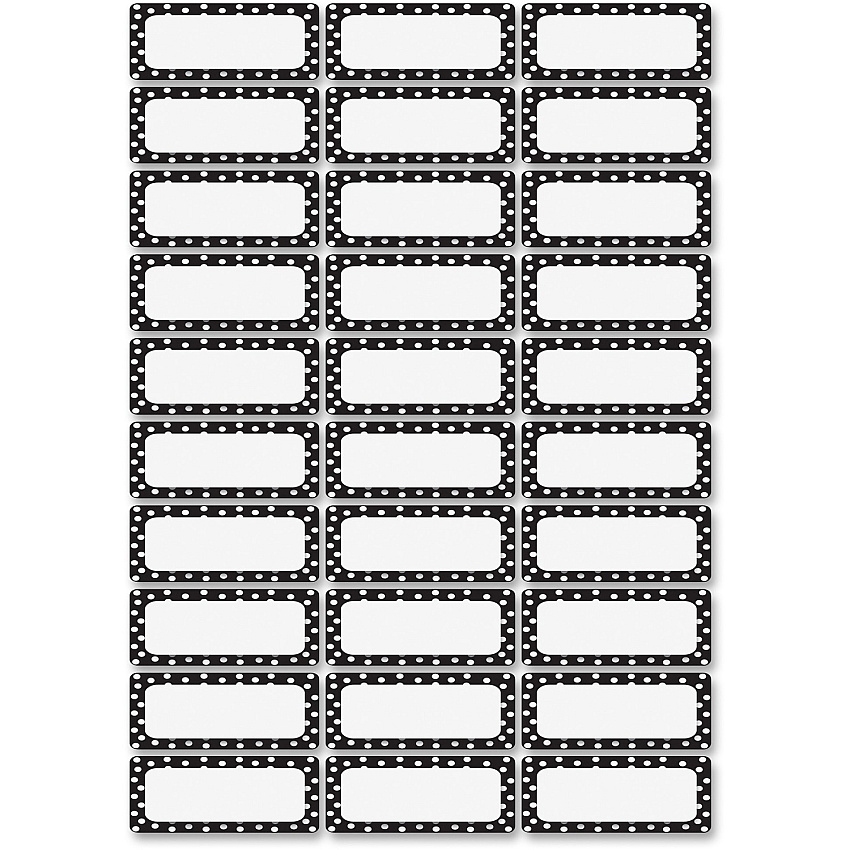 Ashley Dry Erase Black/White Dots Nameplate Magnets Magnetic - Dotted - Die-cut, Write on/Wipe off - Black, White - 30 / Pack (10080)