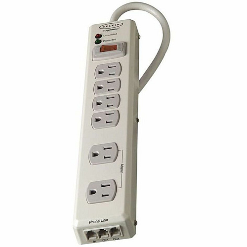 Belkin 6 Outlet Metal Surge Protector with 6ft Power Cord -1240 Joules - Beige 6 x AC Power - 1045 J - 6 ft - External (F9H62006MTL)