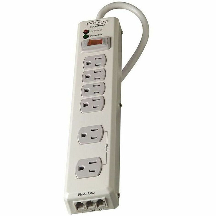 Belkin 6 Outlet Metal Surge Protector with 6ft Power Cord -1240 Joules - Beige 6 x AC Power - 1045 J - 6 ft - External (F9H62006MTL)