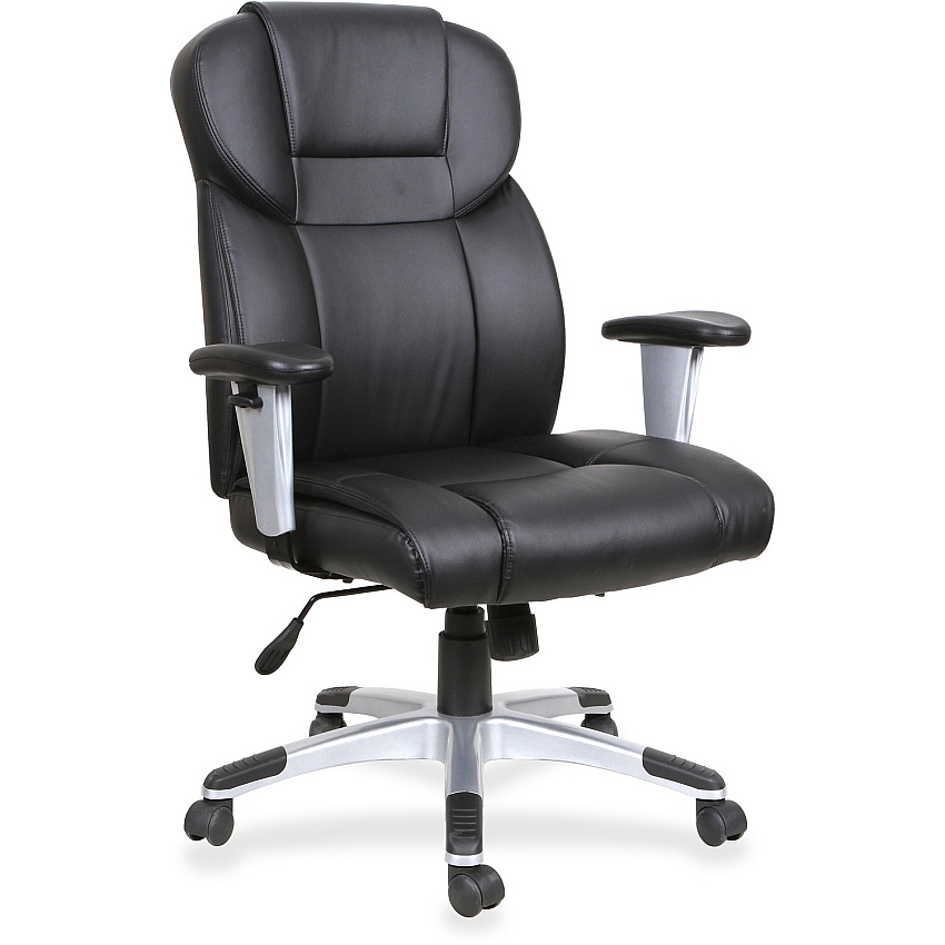 Lorell Executive High-back Chair Bonded Leather Seat Material - Bonded Leather Back Material - High Back - Black - 1 Each (LLR83308)