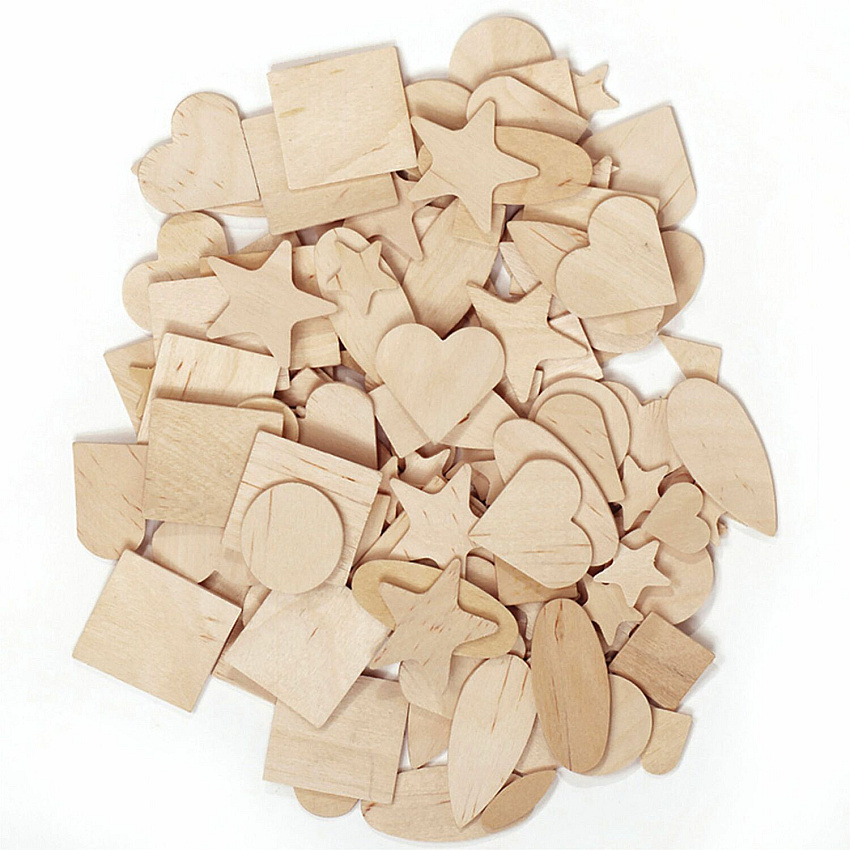 Creativity Street Creativity Street Natural Wood Shapes Set Star, Heart, Geometric, Circle, Square Shape - Natural - Wood - 1000 / Set (AC370001)