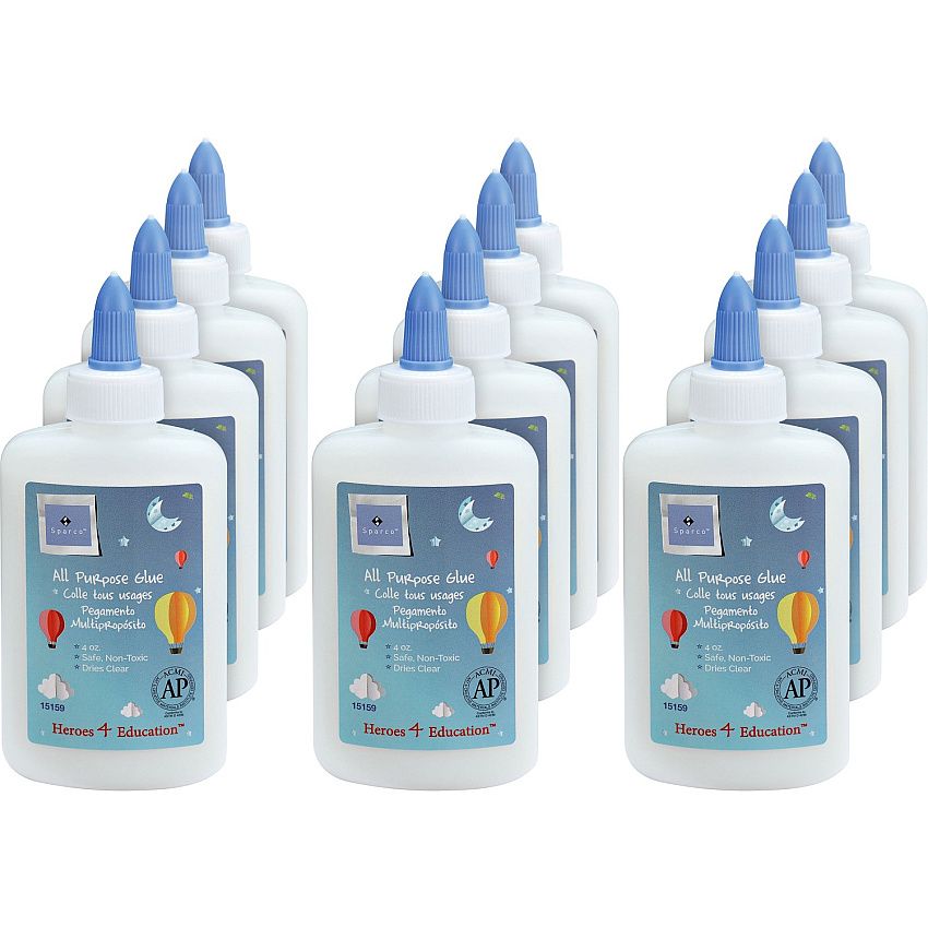 Sparco Washable School Glue 4 fl oz - White - 12 / Box (15159)