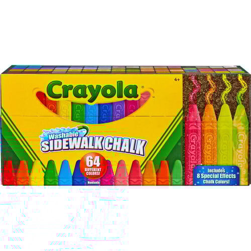 Crayola Sidewalk Chalk 64 Count Washable anti-roll sticks (512064