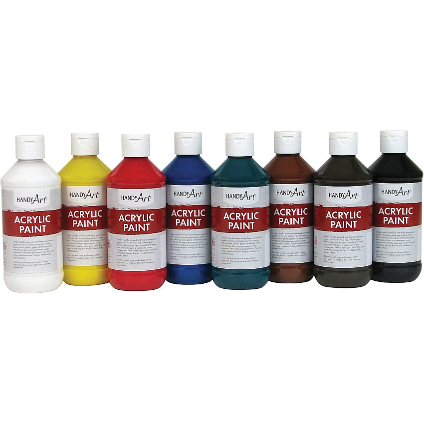 Handy Art Acrylic Paint Assorted - 8 oz - Washable - 8 / Set (881020)