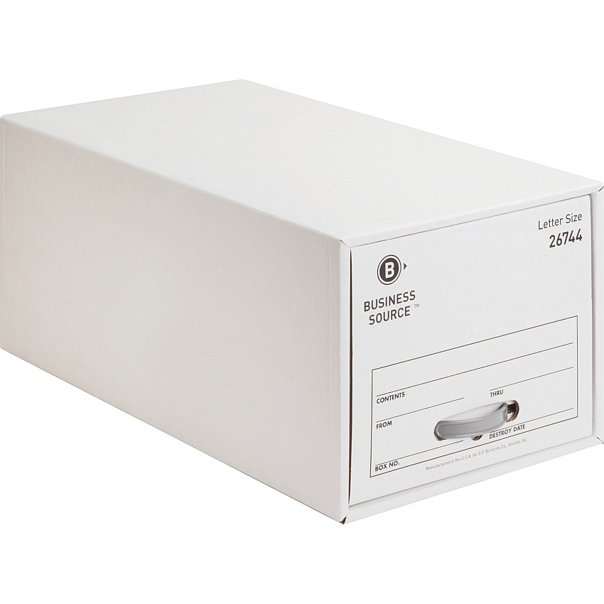 Business Source Stackable File Drawer Internal Dimensions: 12.25" Width x 23.50" Depth x 10.25" Height - External Dimensions: 14" Width x 25.3" Depth x 11.5" Height - Media Size Supported: Letter - Stackable - Steel, Plastic - White - For File, (BSN26744)