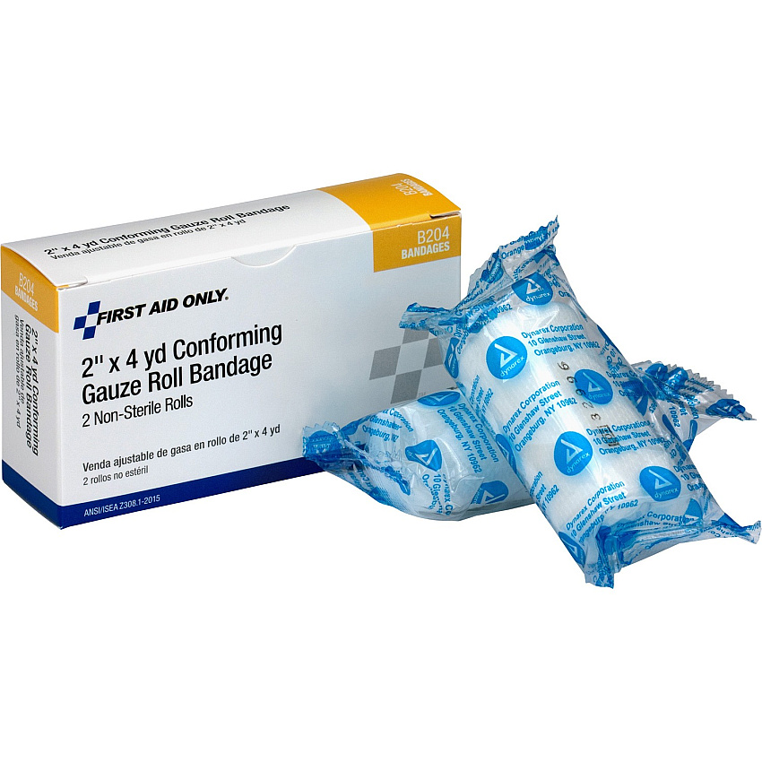 First Aid Only Non-sterile Conforming Gauze 2" Width - White - Cotton - 2/Box - 1 Each (B204)