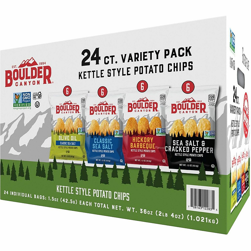 Boulder Canyon Inventure Variety Pack Non-GMO, Gluten-free - 1.50 oz Bag - 24 / Carton (012283)