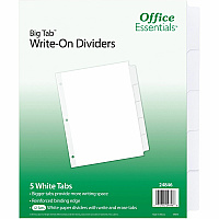 Avery&reg; Office Essentials Big Tab Write-On Tab Dividers 60 x Divider(s) - 5 Write-on Tab(s) - 5 - 5 Tab(s)/Set - 8.5" Divider Width x 11" Divider Length - 3 Hole Punched - White Paper Divider - White Paper Tab(s) - 1 Carton (24846)