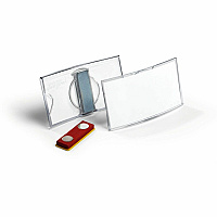DURABLE Delux Convex Name Badge Holder 1.6" Height x 3" Width - Acrylic - Transparent - Magnetic - 25 / Box (812319)