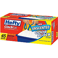 Hefty CinchSak 13-gallon Drawstring Bags 13 gal Capacity - Drawstring Closure - White - Garbage, Kitchen - 45 / Pack (E84572)