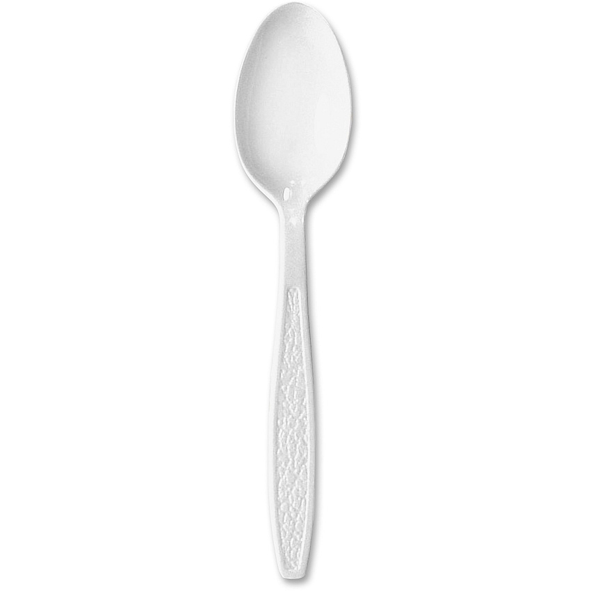 Solo Cup Guildware Plastic Teaspoons Teaspoon - 1 x Teaspoon - Breakroom - Disposable - Textured - White - 100/Box - 10 / Carton (GBX7TW0007)