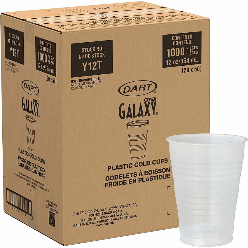 Solo Galaxy 12 oz Plastic Cold Cups 12 fl oz - Translucent - Polystyrene - Cold Drink - 50/Bag - 20 / Carton (Y12T)
