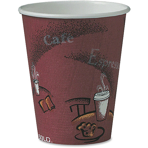 Solo 8 oz Bistro Design Disposable Paper Cups 8 fl oz - Maroon - Paper - Beverage, Hot Drink, Cold Drink, Coffee, Tea, Cocoa - 50 / Pack (378SI0041)
