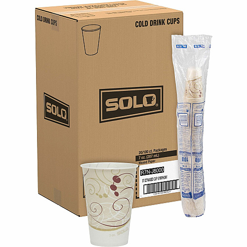 Solo 7 oz Waxed Paper Cold Cups 7 fl oz - Beige - Paper - Milk Shake, Smoothie - 100/Pack - 20 / Carton (R7NJ8000)