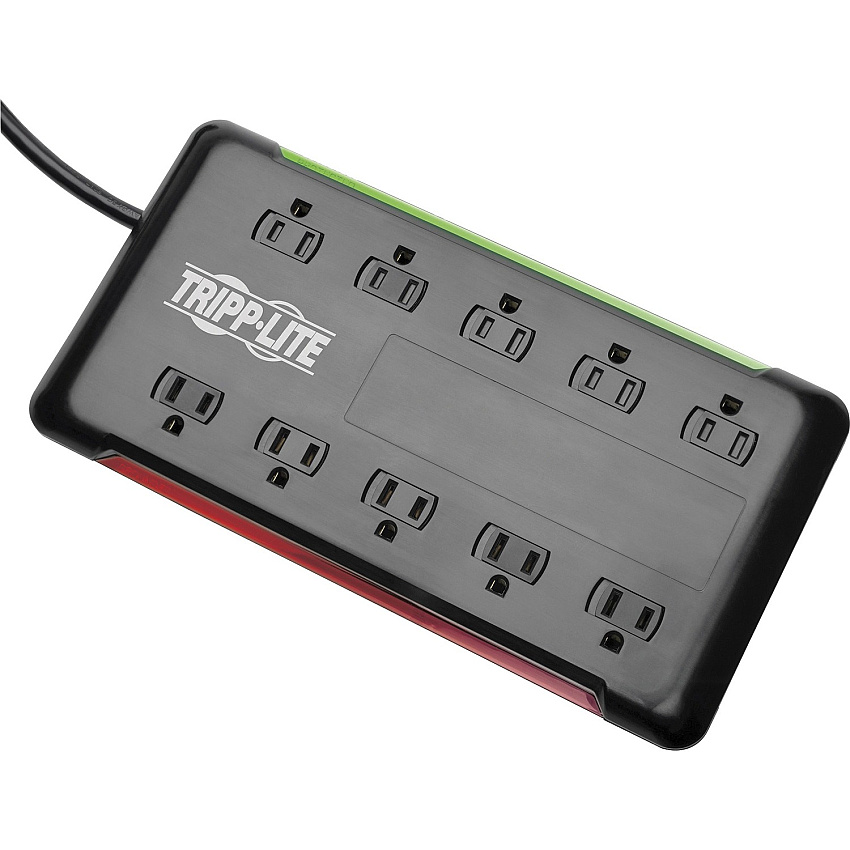 Tripp Lite by Eaton Protect It! 10-Outlet Surge Protector, 6 ft. Cord, 2880 Joules, Black Housing 10 x NEMA 5-15R - 1800 VA - 2880 J - 120 V AC Input - 6 ft (TLP1006B)