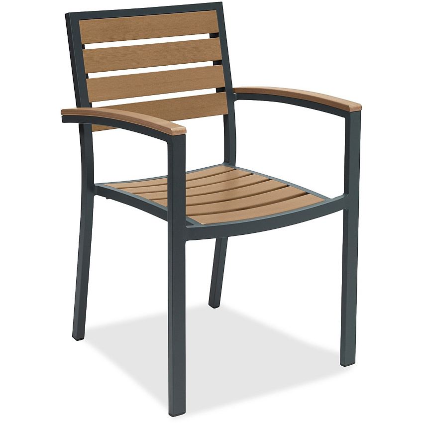 KFI Eveleen Outdoor Seating Synthetic Polymer Seat Material - Synthetic Polymer Back Material - Aluminum Frame Material - Four-legged Base - Mocha - Polypropylene - 1 Each (5601MA)