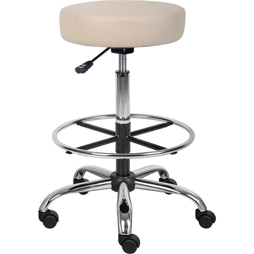 Boss Drafting Stool Beige Seat Color - Vinyl Seat Material - Chrome, Black Frame Color - Chrome Frame Material - 5-star Base - 1 Each (B16240BG)