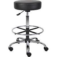 Boss Drafting Stool Black Seat Color - Vinyl Seat Material - Chrome, Black Frame Color - Chrome Frame Material - 5-star Base - 1 Each (B16240BK)