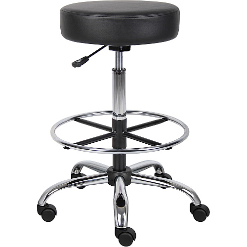 Boss Drafting Stool Black Seat Color - Vinyl Seat Material - Chrome, Black Frame Color - Chrome Frame Material - 5-star Base - 1 Each (B16240BK)