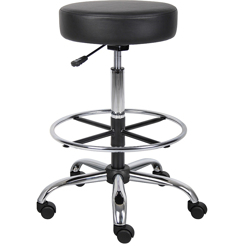 Boss Drafting Stool Black Seat Color - Vinyl Seat Material - Chrome, Black Frame Color - Chrome Frame Material - 5-star Base - 1 Each (B16240BK)