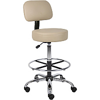 Boss Drafting Stool Beige Seat Color - Vinyl Seat Material - Beige Back Color - Chrome, Black Frame Color - Chrome Frame Material - 5-star Base - 1 Each (B16245BG)