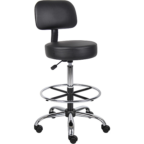 Boss Drafting Stool Black Seat Color - Vinyl Seat Material - Black Back Color - Chrome, Black Frame Color - Chrome Frame Material - 5-star Base - 1 Each (B16245BK)