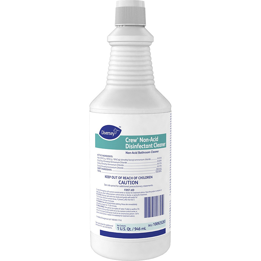 Diversey Crew Non-Acid Disinfectant Cleaner Ready-To-Use - 32 fl oz (1 quart) - Fresh Scent - Recommended For: Odor Remover - Disinfectant, Non-abrasive, Deodorize, Non-porous - Blue - 1 Each (100925283)