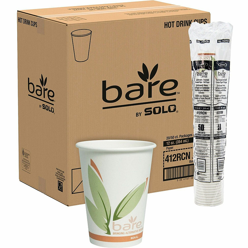 Solo Bare 12 oz Paper Hot Cups 12 fl oz - Multi - Paper - Hot Drink, Beverage - Recycled - 50 / Pack (412RCNJ8484)