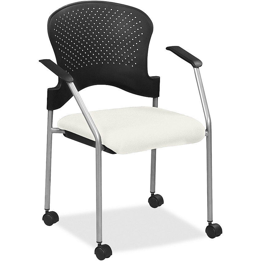 Eurotech Breeze Chair with Casters Snow Seat Color - Fabric, Vinyl Seat Material - Snow Back Color - Plastic Back Material - Gray Frame Color - Four-legged Base - Dillon Snow - Armrest - 1 Each (FS8270103)
