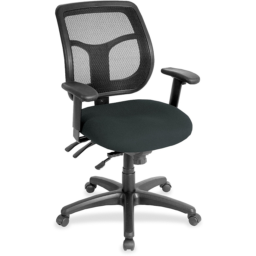 Eurotech Apollo Multi-Function Task Chair Black Seat Color - Fabric, Vinyl Seat Material - 5-star Base - Dillon Black - Armrest - 1 Each (MFT945076)