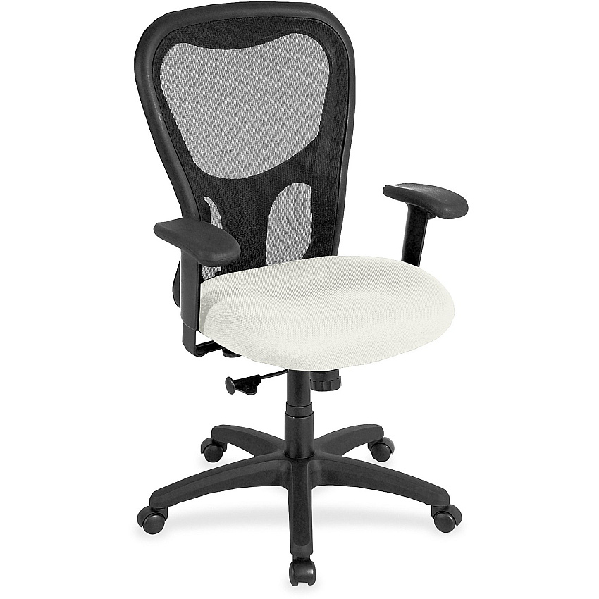 Eurotech Apollo Synchro High Back Chair Snow Seat Color - Fabric, Vinyl Seat Material - High Back - 5-star Base - Dillon Snow - 1 Each (MM9500103)