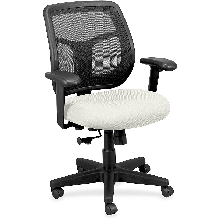Eurotech Apollo Mid-back Task Chair Snow Seat Color - Vinyl, Fabric Seat Material - Mid Back - 5-star Base - Dillon Snow - 1 Each (MT9400103)