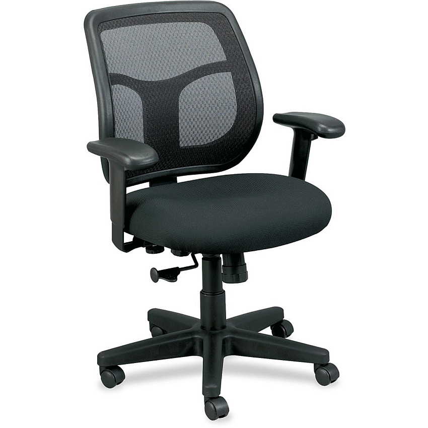 Eurotech Apollo Mid-back Black Seat Color - Vinyl, Fabric Seat Material - Mid Back - 5-star Base - 1 Each (MT9400BLK)
