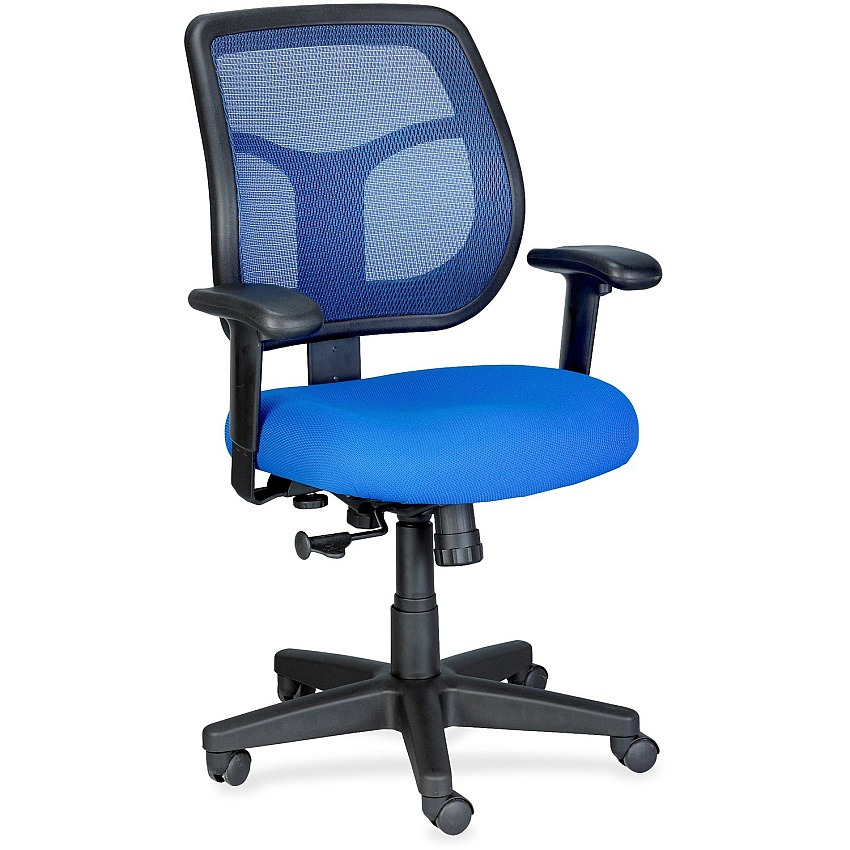 Eurotech Apollo Mid-back Blue Seat Color - Vinyl, Fabric Seat Material - Mid Back - 5-star Base - 1 Each (MT9400BL)