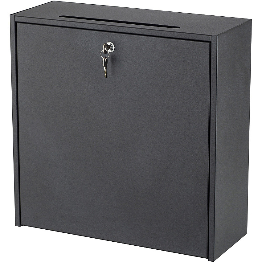 Safco Wall-mounted Inter-department Locking Mailbox Internal Dimensions: 12" Height - External Dimensions: 18" Width x 7.3" Depth x 18" Height - Hinged Closure - Steel - Black - For Letter, Document, Envelope, Memo, CD-ROM, Keyboard, Disk Drive - (4259BL)