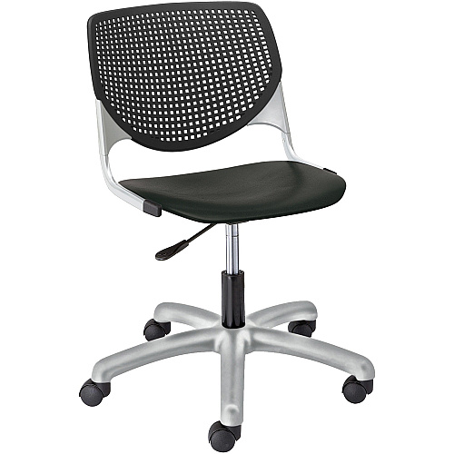 KFI Kool Task Chair with Perforated Back Black Seat Color - Polypropylene Seat Material - Black Back Color - Polypropylene Back Material - Powder Coated Silver Frame Color - Steel Frame Material - 5-star Base - 1 Each (TK2300P10)