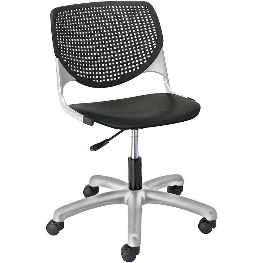 KFI Kool Task Chair with Perforated Back Black Seat Color - Polypropylene Seat Material - Black Back Color - Polypropylene Back Material - Powder Coated Silver Frame Color - Steel Frame Material - 5-star Base - 1 Each (TK2300P10)